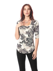 Tianello "Gizelle" Printed Cotton Knit Burnout "Koi Tee"