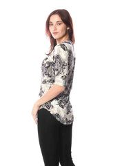 Tianello "Gizelle" Printed Cotton Knit Burnout "Koi Tee"