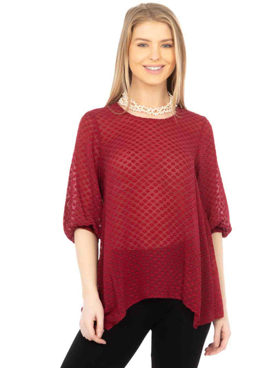 Washable Silk Jacquard "Leni" Tunic-Pomegranate
