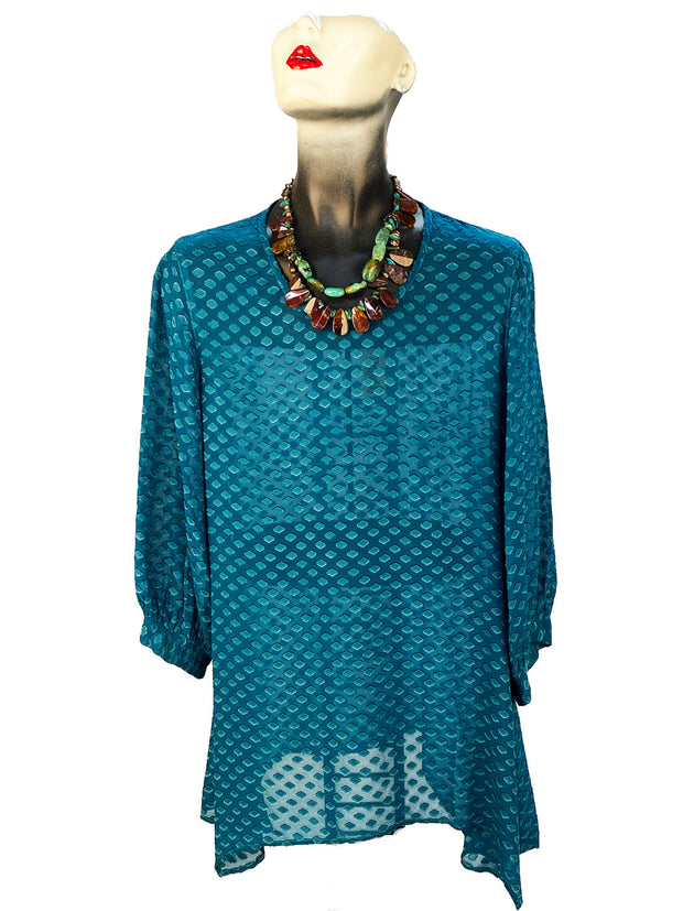 Tianello "Pebbles" Washable Silk Jacquard Leni Blouse-Veracruz