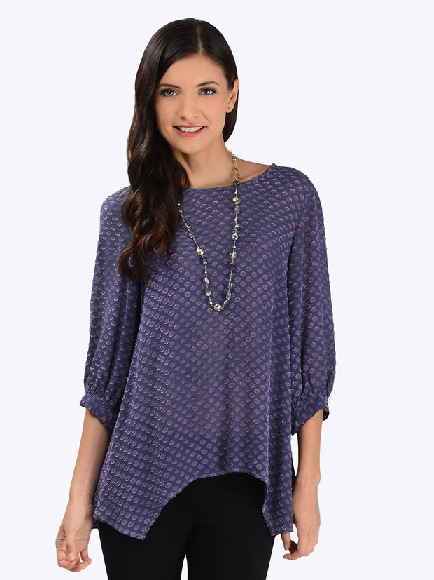 Tianello "Pebbles" Washable Silk Jacquard Leni Blouse-Silly Lavender