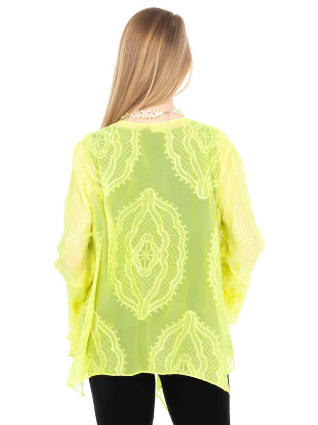 Tianello SERA Embroidered Silk Yuriko Jacket-Hot Lemon