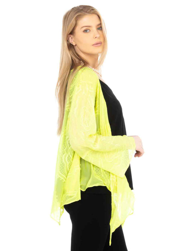 Tianello SERA Embroidered Silk Yuriko Jacket-Hot Lemon