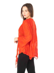 Tianello Embroidered "SERA"  Washable Silk "Yuriko" Kimono-Vivid Red