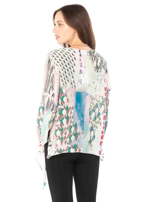 Tianello "Ajere" Print  Washable Silk "Yuriko" Kimono-Wash