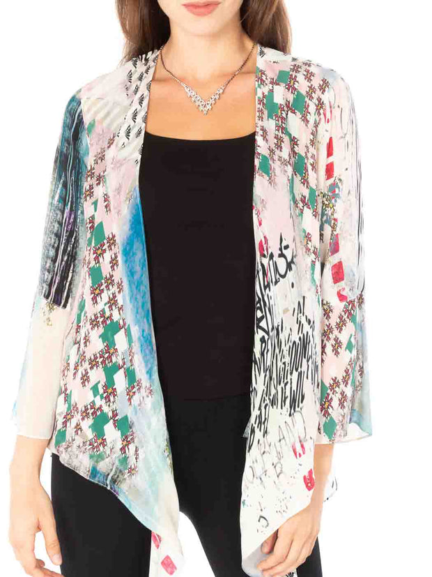 Tianello "Ajere" Print  Washable Silk "Yuriko" Kimono-Wash