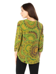 Tianello "Aquarius" Print Washable Silk "Bobbie" Blouse-Aquarius