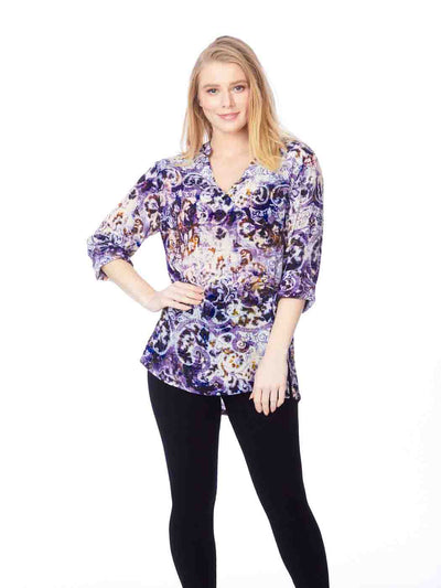 Tianello  "Bhakti" Print  Washable Silk "Diva' Blouse-Wash