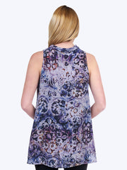 Tianello print "Bhakti" WASHABLE SILK "Briata" Cowl Tunic-Lychee