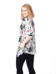 Tianello "Bliss Shadow" Print Washable Silk "Shannon" Blouse-Wash