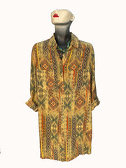Tianello Byzantine Washable Silk Savoir Shirt DressButter
