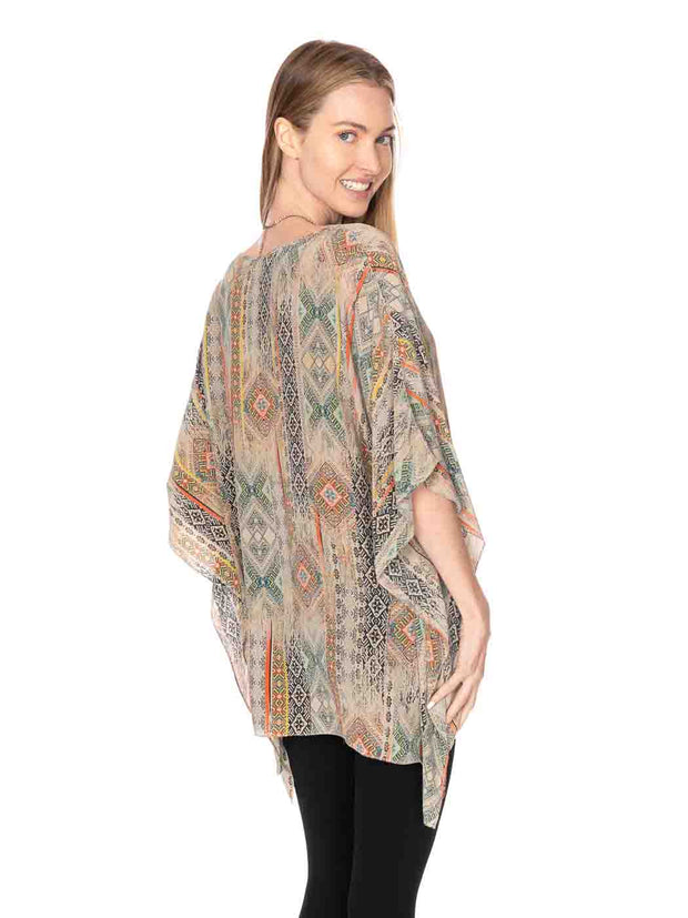Tianello "Bizantine" Print Washable Silk "Ceravé Kaftan"-Slate