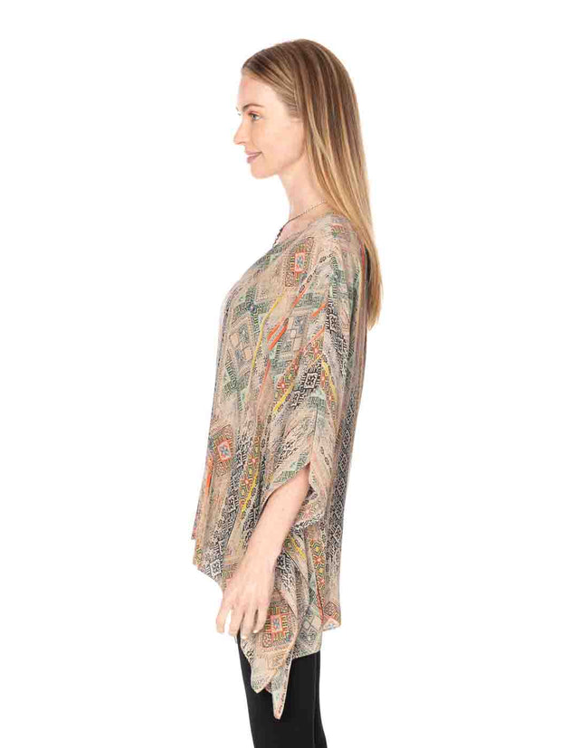Tianello "Bizantine" Print Washable Silk "Ceravé Kaftan"-Slate