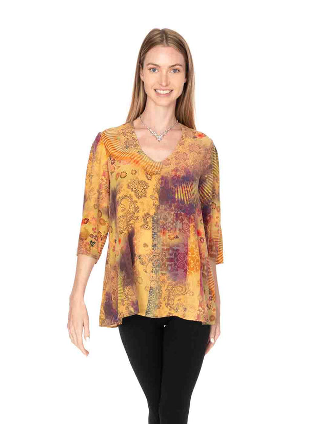 Tianello “Cecilia” Washable Silk "Vanna" Blouse-Tweety Yellow