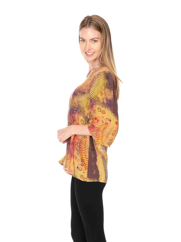Tianello “Cecilia” Washable Silk "Vanna" Blouse-Tweety Yellow