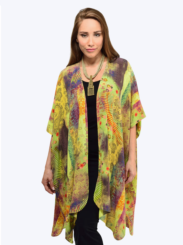 Tianello Cecilia Washable Silk Zen Robe-Hot Lemon