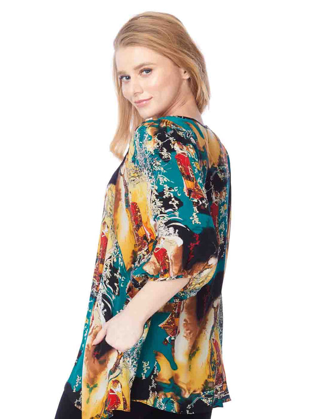 Tianello "Princess Masumi" Print Washable Silk "Shannon" Blouse-Wash