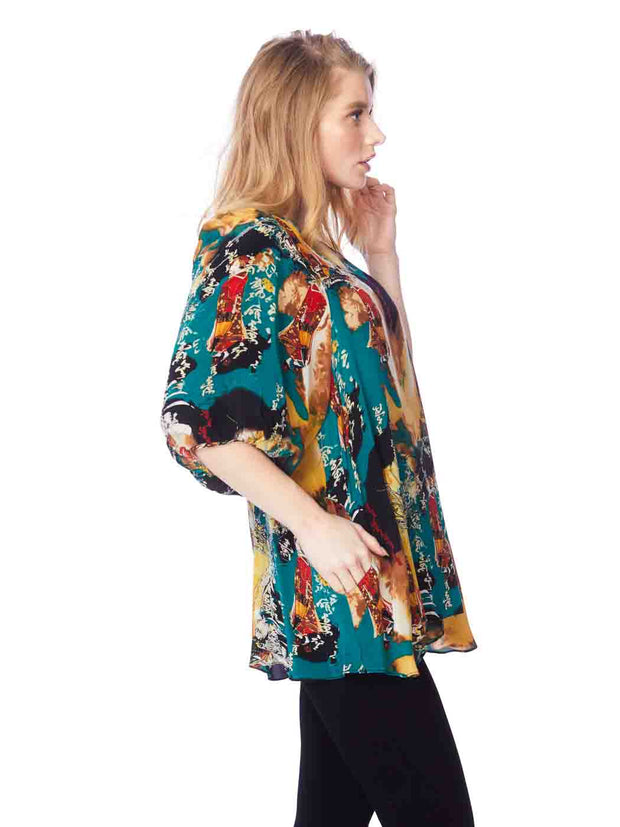 Tianello "Princess Masumi" Print Washable Silk "Shannon" Blouse-Wash