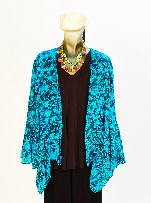 Tianello "Dixen" Washable Silk "Kai" Kimono-Glass Blue
