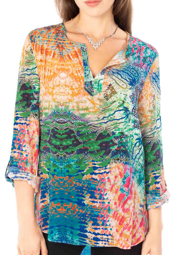 Tianello "Endura" Print Washable Silk "Avlyne" Blouse-Wash