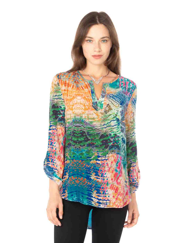 Tianello "Endura" Print Washable Silk "Avlyne" Blouse-Wash