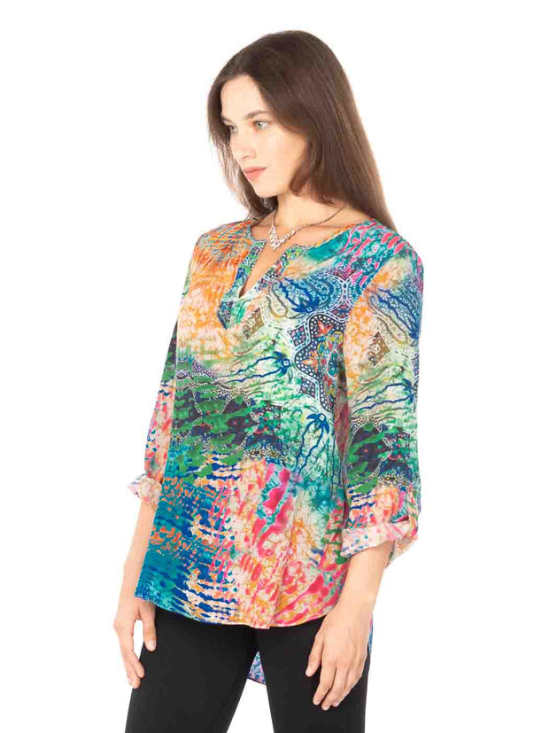 Tianello "Endura" Print Washable Silk "Avlyne" Blouse-Wash