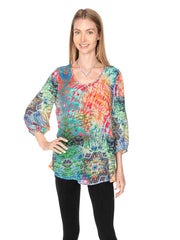 Tianello "Endura" Print Washable Silk "Bree" Blouse-Wash