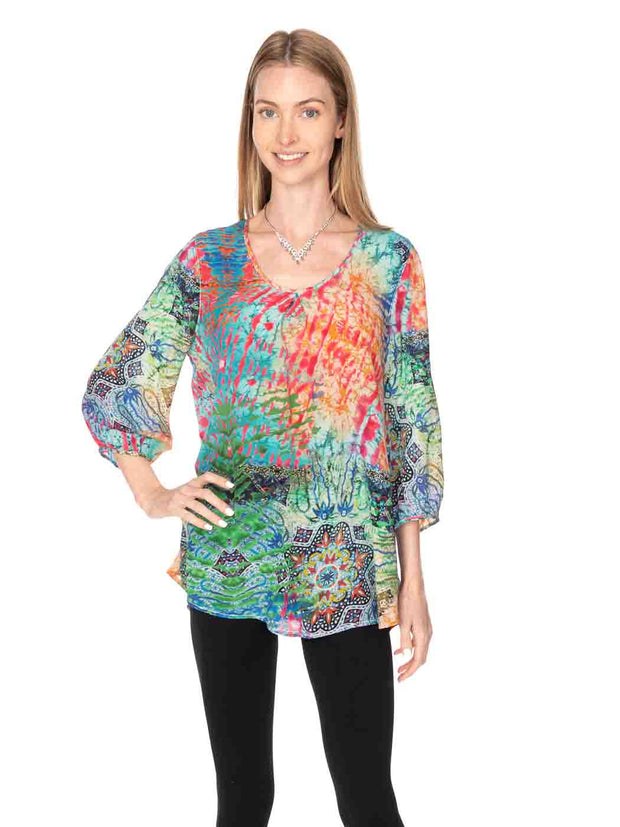 Tianello "Endura" Print Washable Silk "Bree" Blouse-Wash