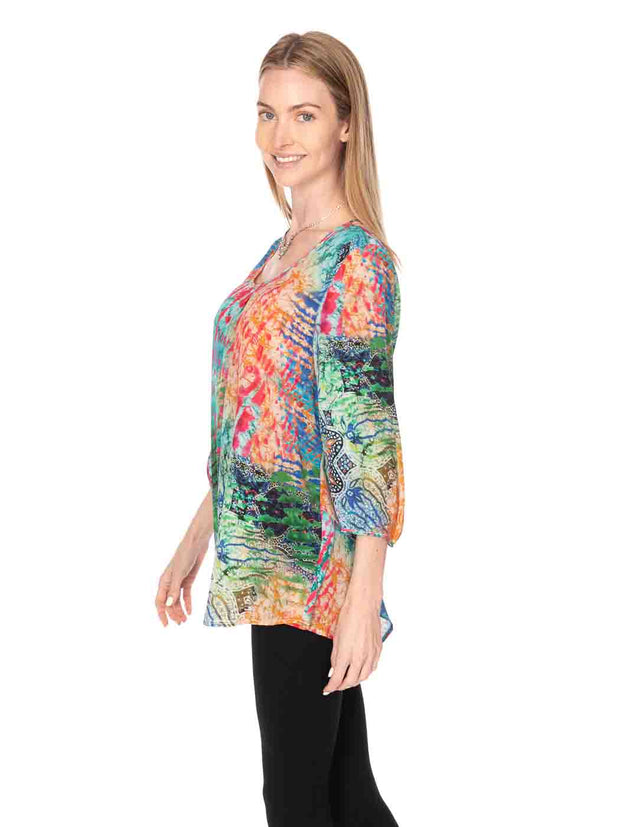 Tianello "Endura" Print Washable Silk "Bree" Blouse-Wash