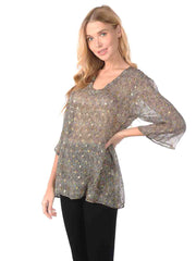 Tianello "GOLDIE" Washable Silk Vanna Blouse-Wash