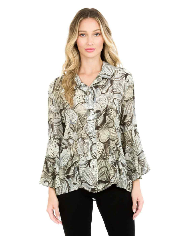 Tianello "Washable Silk" Printed "Devesa" Blouse-Wash