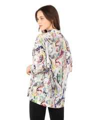 Tianello "Happa" Print Washable Silk "Bobbie" Blouse-Wash