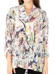 Tianello "Happa" Print Washable Silk "Bobbie" Blouse-Wash
