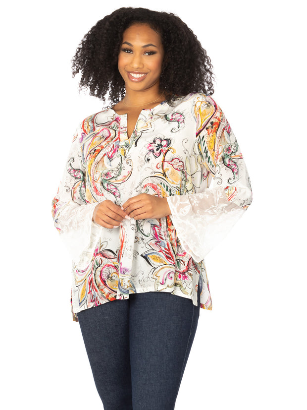 "Haisley" Print Washable Silk "Ema" Blouse-Wash