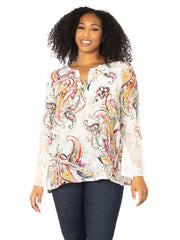 "Haisley" Print Washable Silk "Ema" Blouse-Wash