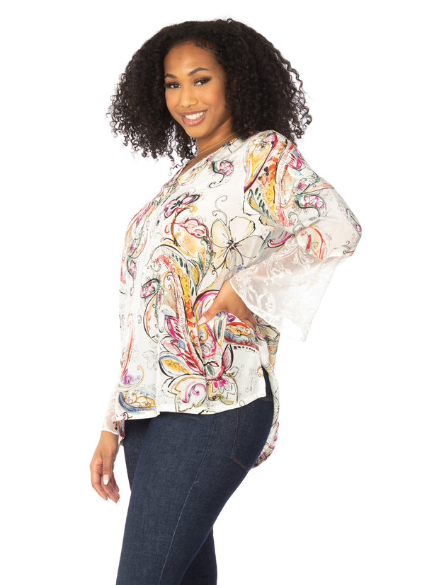"Haisley" Print Washable Silk "Ema" Blouse-Wash