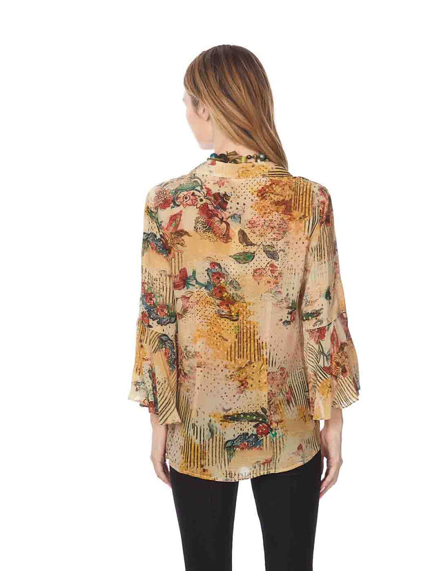 Tianello "Phelan" Print Washable Silk Print "Devesa" Blouse-Wash