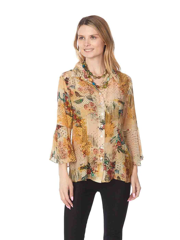 Tianello "Phelan" Print Washable Silk Print "Devesa" Blouse-Wash