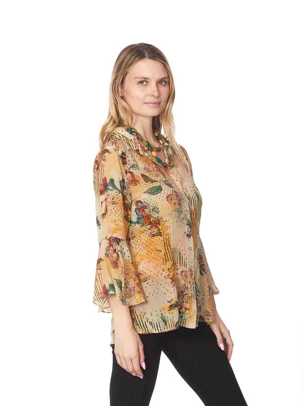 Tianello "Phelan" Print Washable Silk Print "Devesa" Blouse-Wash