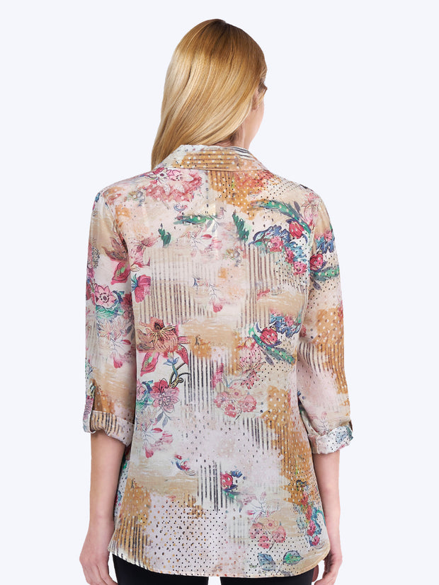 Tianello Jaipur print Washable Silk "Loving" Blouse-Wash