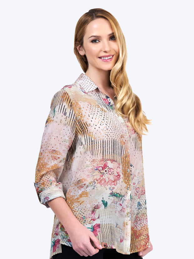 Tianello Jaipur print Washable Silk "Loving" Blouse-Wash