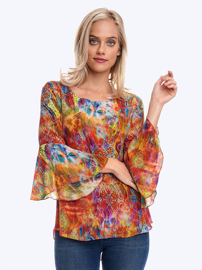 Tianello print "Jinya" Washable Silk "Trey" Blouse-Wash