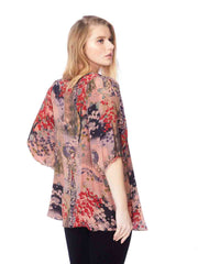 Tianello "Kazuko" Print Washable Silk "Shannon" Blouse-Sunset