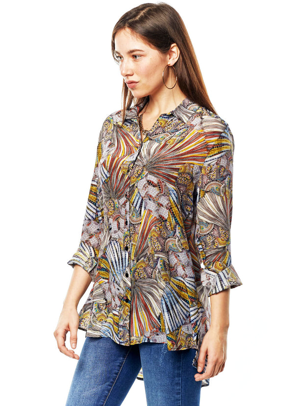 Tianello LeQueen Print Washable Silk "Loving" Blouse-Wash
