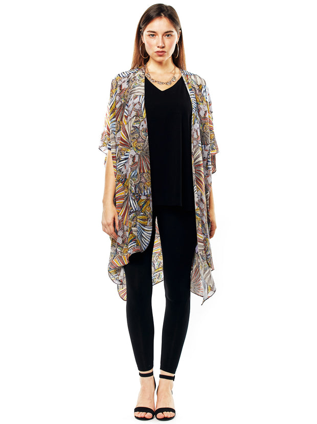 Tianello "LeQween" Printed Washable Silk Zen Robe-Wash