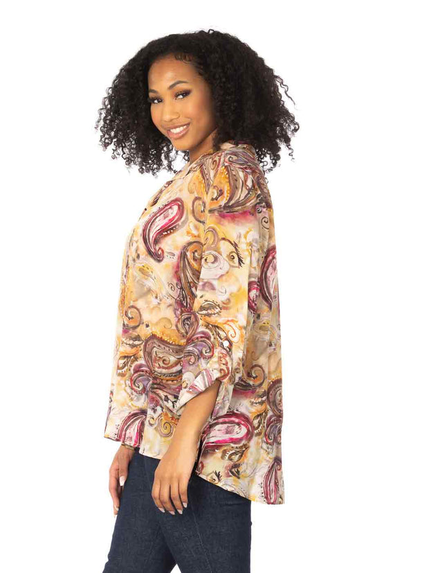 Tianello "Medina" Print Washable Silk "Loving" Blouse-Wash