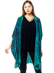 "Majestic" Print Washable Silk "Zen Robe"-Wash
