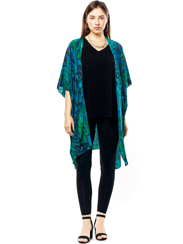 "Majestic" Print Washable Silk "Zen Robe"-Wash