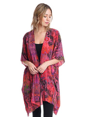 "Majestic" Print Washable Silk "Zen Robe"-Velvet Pink