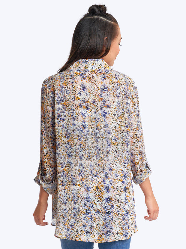 Tianello Mustique Print Washable Silk "Loving" Blouse-Wash